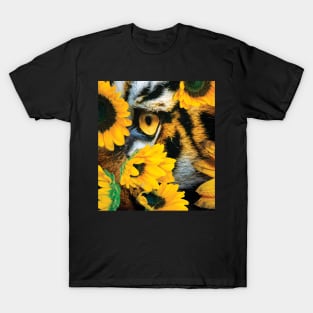 Tiger With Sunflowers T-Shirt